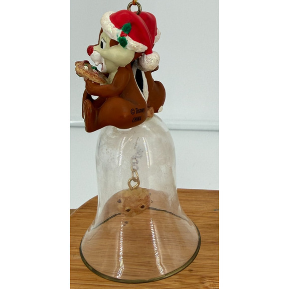 Disney Chip ‘n Dale Cookies Christmas Holiday Glass Bell Ornament 4" Tall - Picture 7 of 8